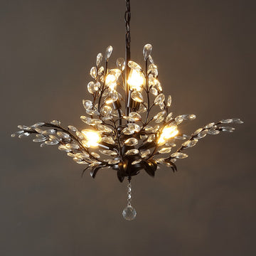 Diantha 28.5" 7-Light Contemporary Bohemian Iron/Acrylic LED Pendant - JONATHAN Y